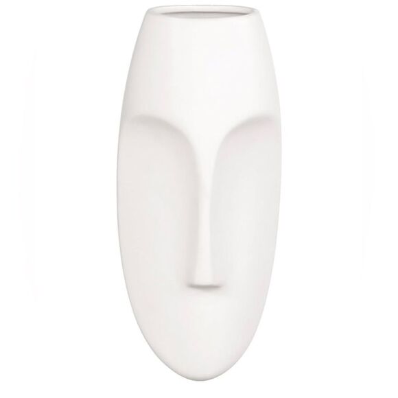 HOWARD ELLIOTT Oval Face Wall Sculpture / Vase, White Matte Glazed Finish. New - Picture 1 of 6